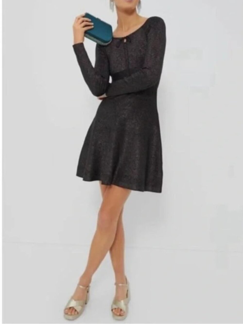 Tuckernuck Hyacinth House Selena Sweetheart A Line Knit Metallic Mini Dress XXL